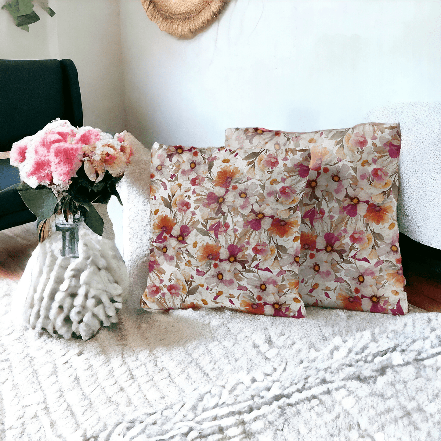 Blossom Whisper Velvet Cushion Cover - Set of 2