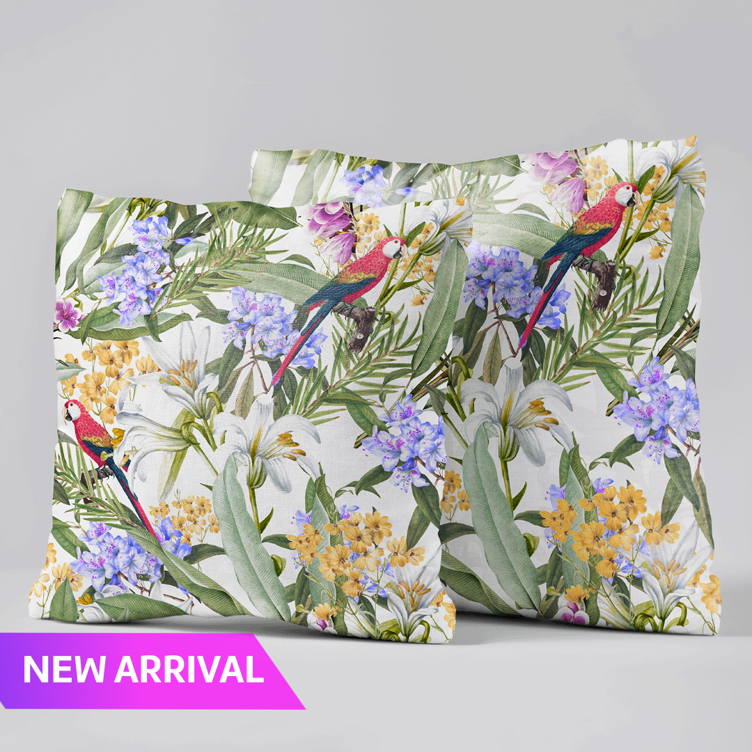Eden's Parrot Velvet Cushion Cover - Set of 2