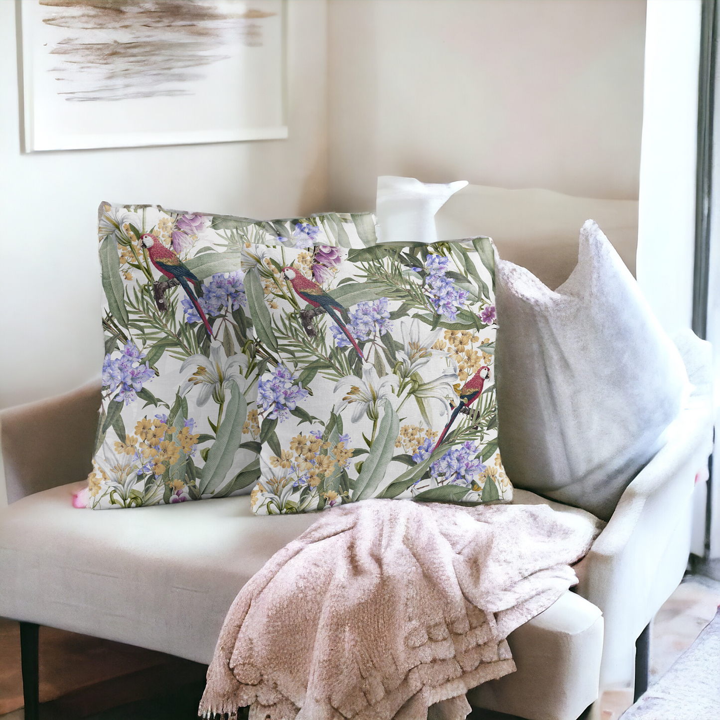 Eden's Parrot Velvet Cushion Cover - Set of 2