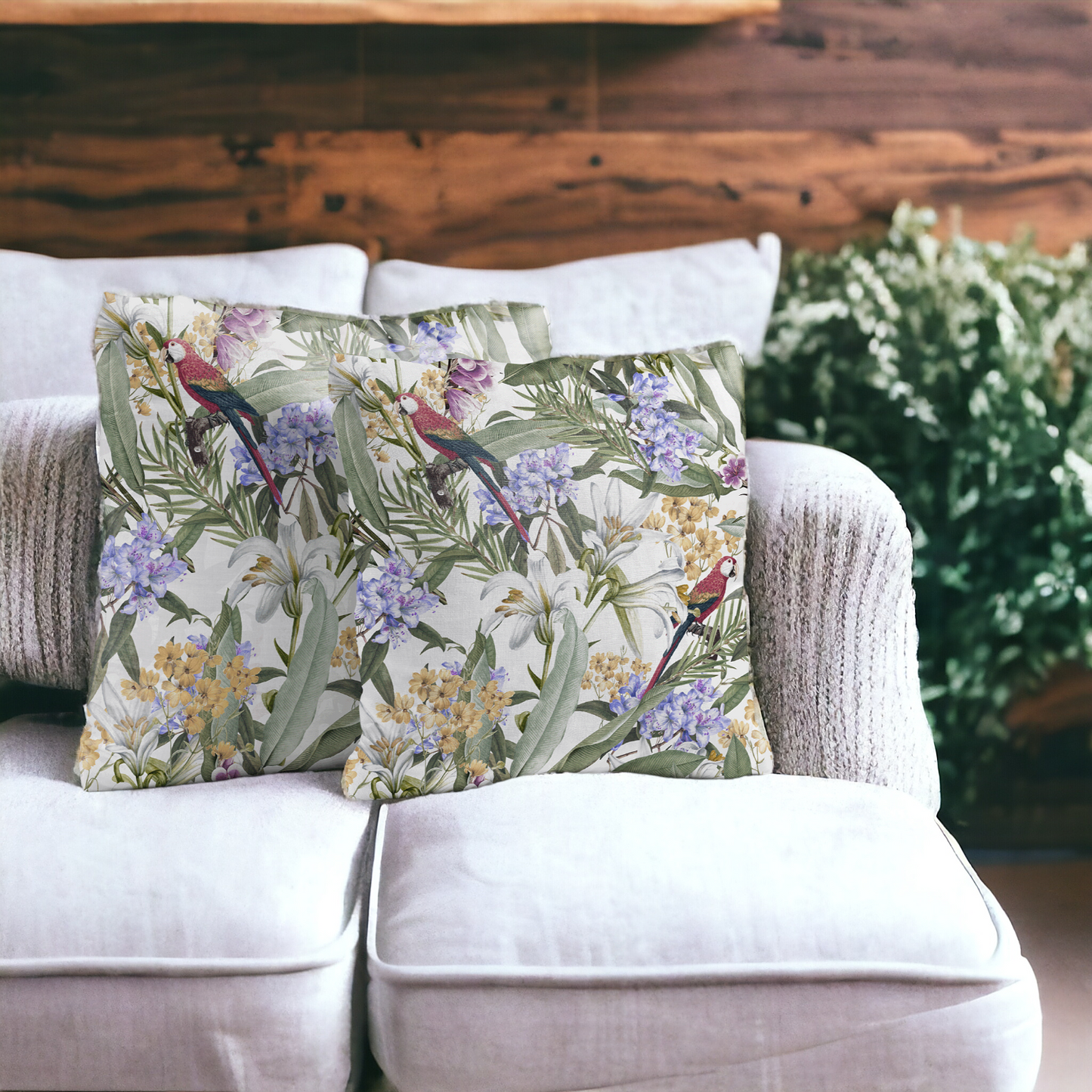 Eden's Parrot Velvet Cushion Cover - Set of 2