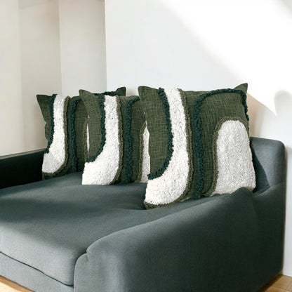 Emerald Abstract Tufted Cushion Cover