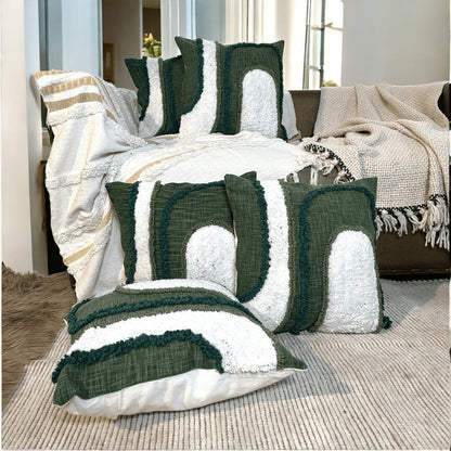 Emerald Abstract Tufted Cushion Cover