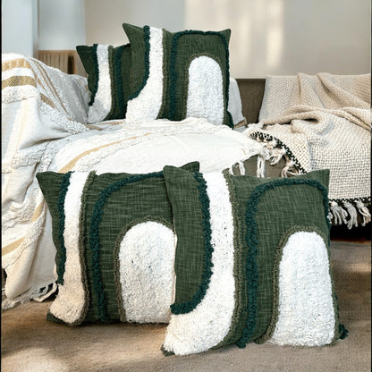 Emerald Abstract Tufted Cushion Cover