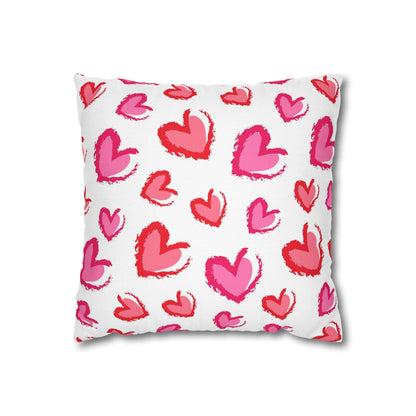 Watercolor Hearts Cushion Cover for Valentine - Velvet - 16x16in