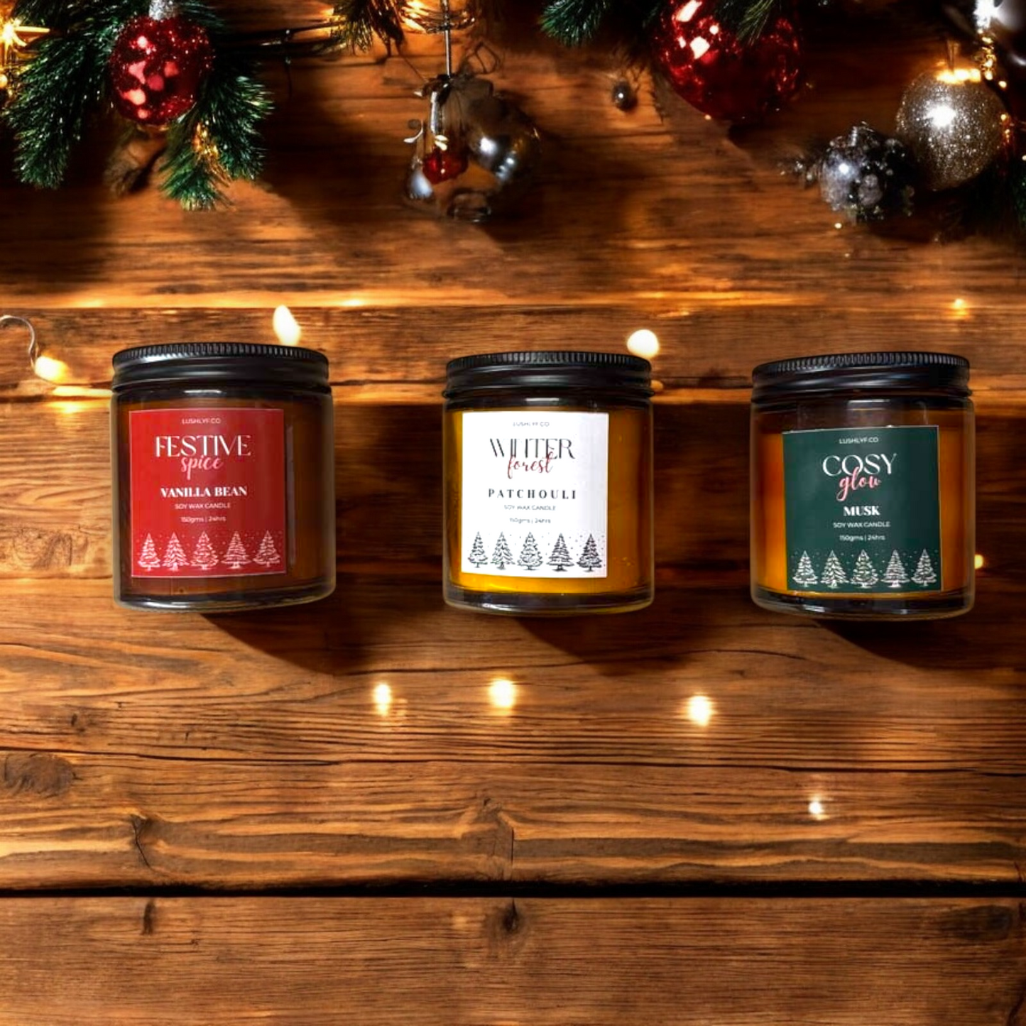 Holiday Essence Jar Christmas Candle Combo Set of 3