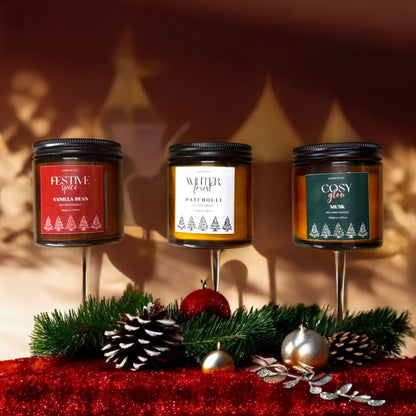 Holiday Essence Jar Christmas Candle Combo Set of 3