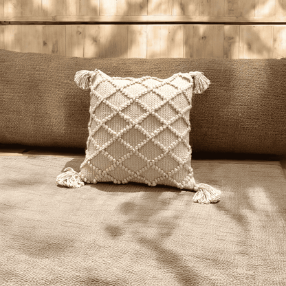 Ivory Diamond Tufted Cushion Cover