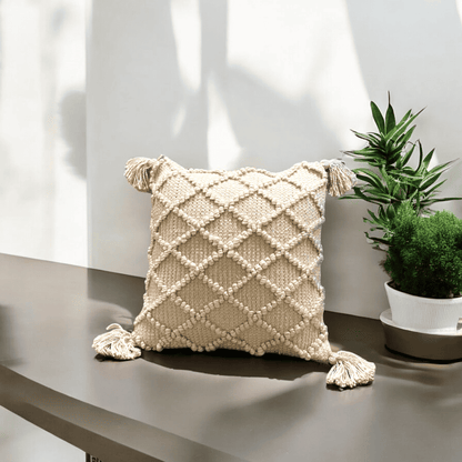 Ivory Diamond Tufted Cushion Cover