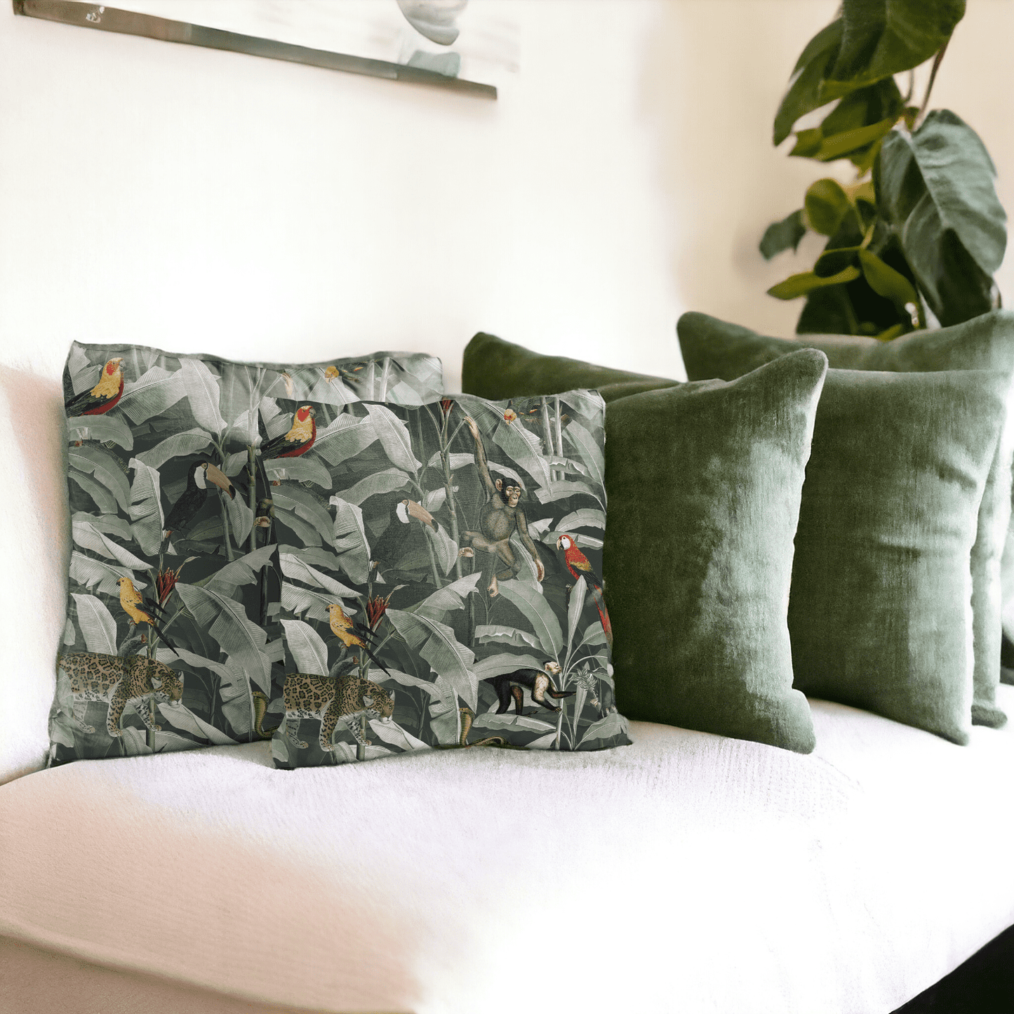 Jungle Rhapsody Velvet Cushion Cover - Set of 2