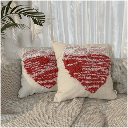 Pink Pebble Heart Tufted Cushion Cover