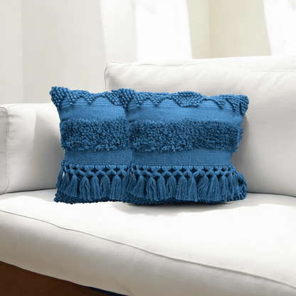 Azure Bliss Tufted Cushion Cover