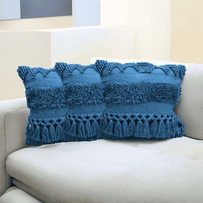 Azure Bliss Tufted Cushion Cover