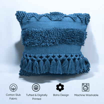 Azure Bliss Tufted Cushion Cover