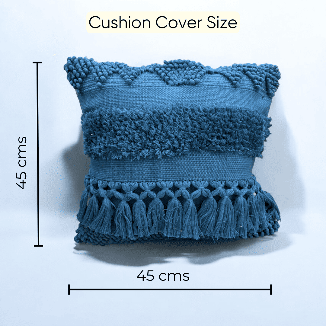 Azure Bliss Tufted Cushion Cover - Set of 5