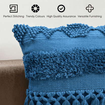 Azure Bliss Tufted Cushion Cover