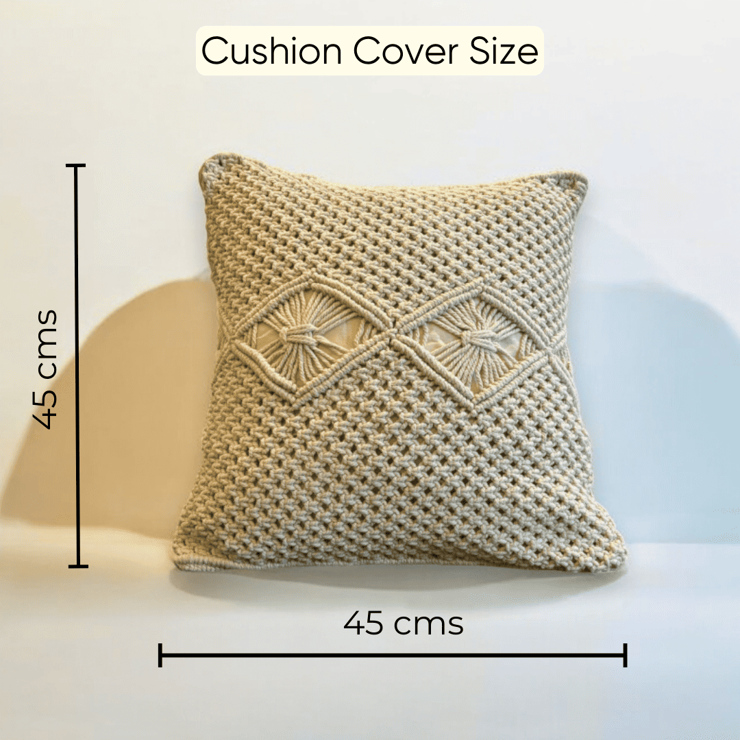 Macrame Diamond Design Tufted Cushion Cover