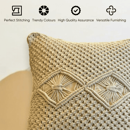 Macrame Diamond Design Tufted Cushion Cover