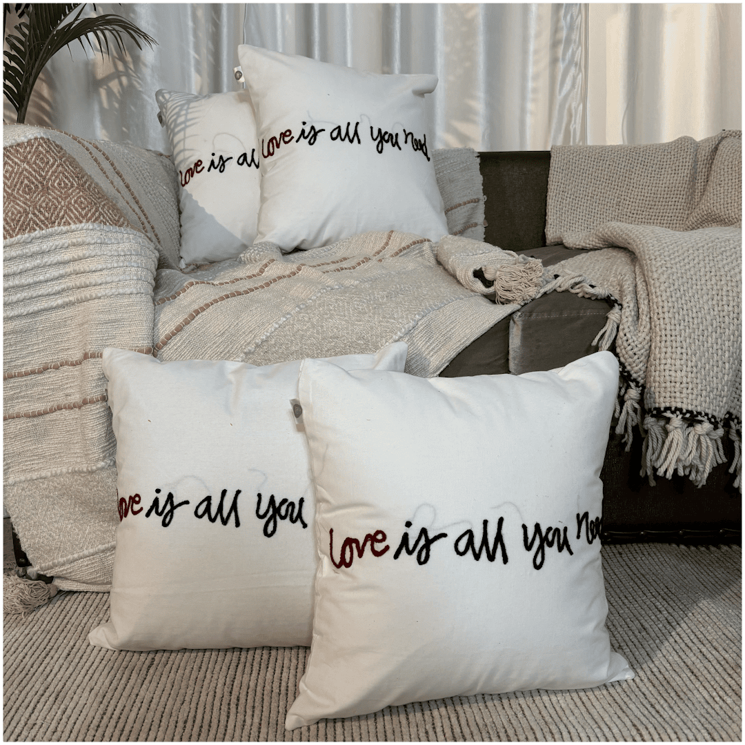 All You Need Tufted Valentine's Cushion Cover