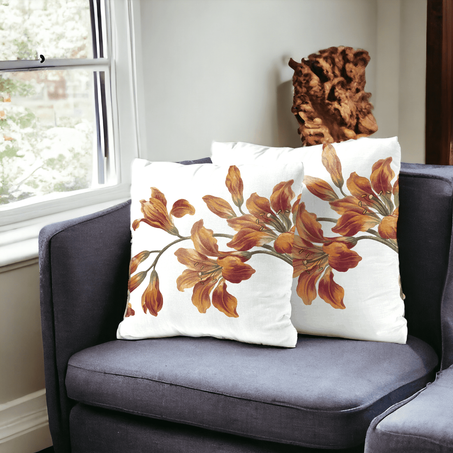 Amber Lilies Velvet Cushion Cover - Set of 2