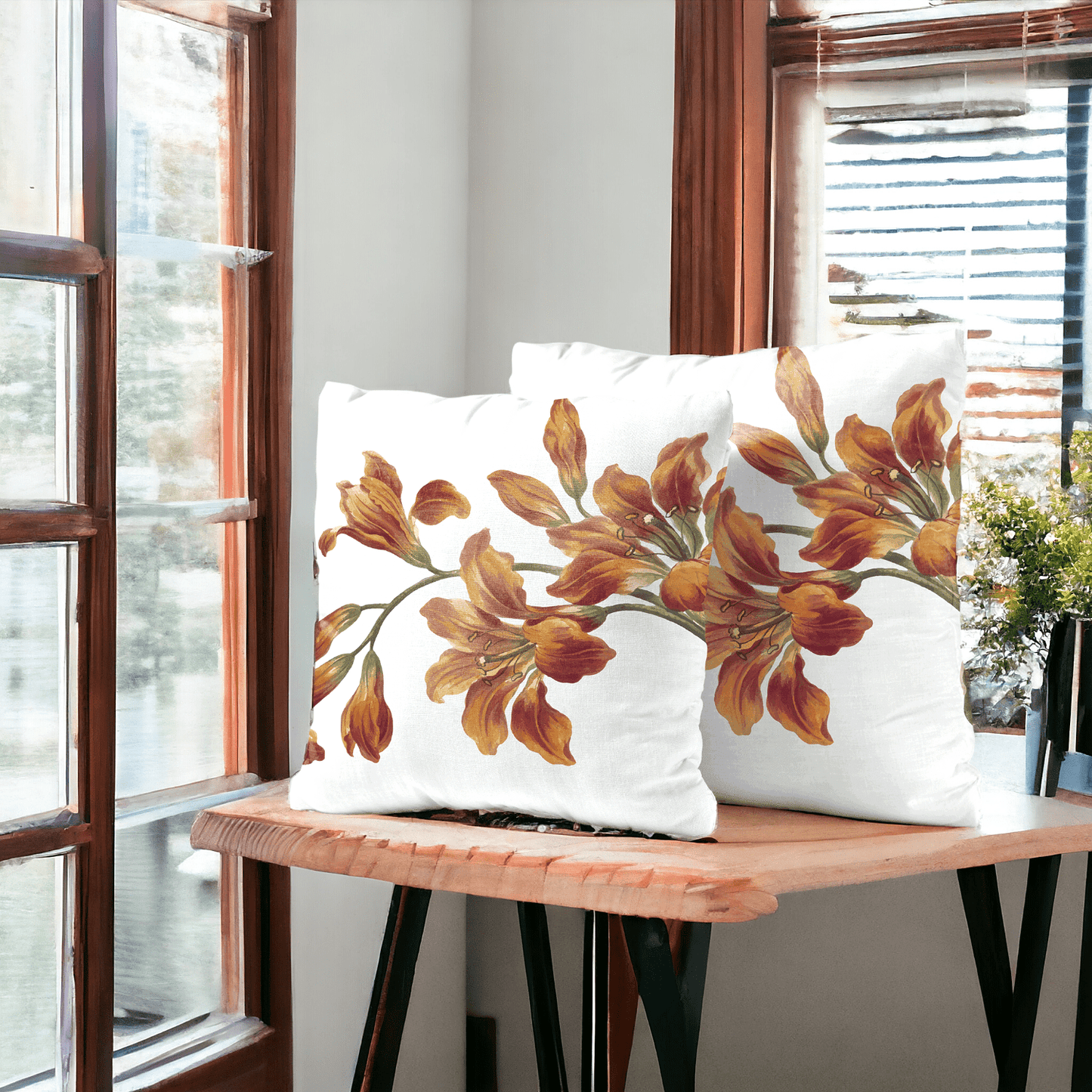 Amber Lilies Velvet Cushion Cover - Set of 2