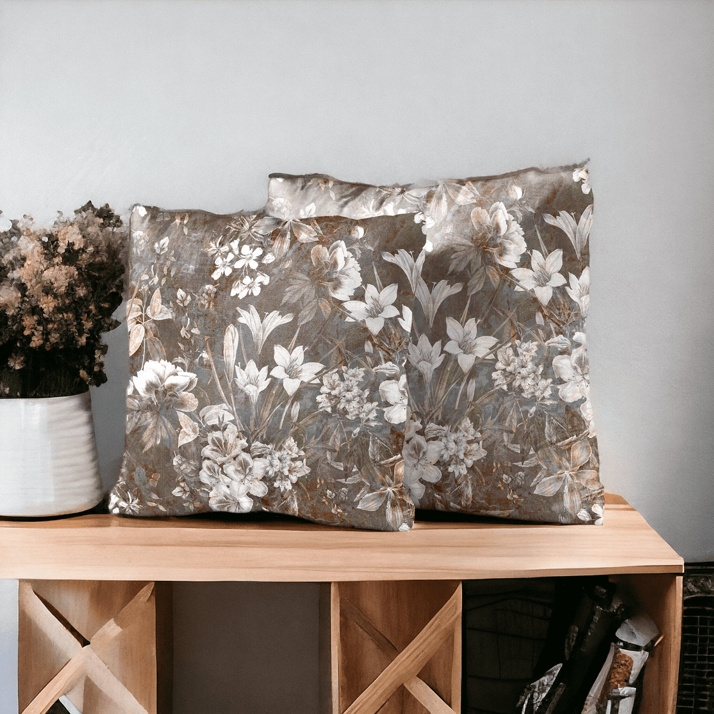 Antique Garden Velvet Cushion Cover - Set of 2