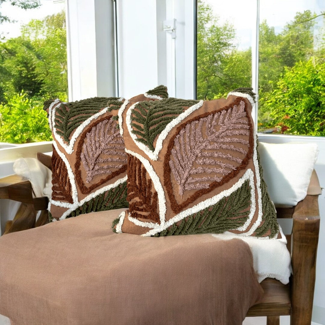 Autumn Fern Tufted Cushion Cover