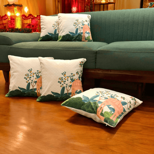 Blissful Arch Velvet Cushion Cover - Set of 5