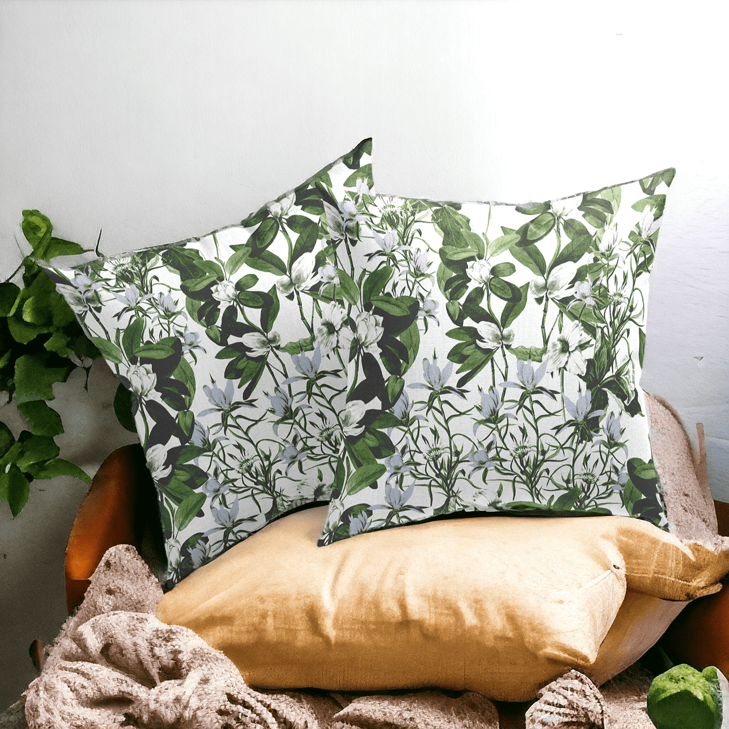 Blossom Embrace Velvet Cushion Cover - Set of 2