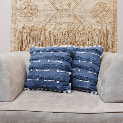 Blue Horizon Tufted Cushion Cover