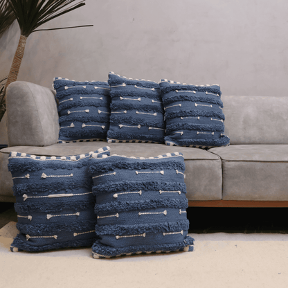 Blue Horizon Tufted Cushion Cover