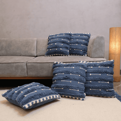 Blue Horizon Tufted Cushion Cover