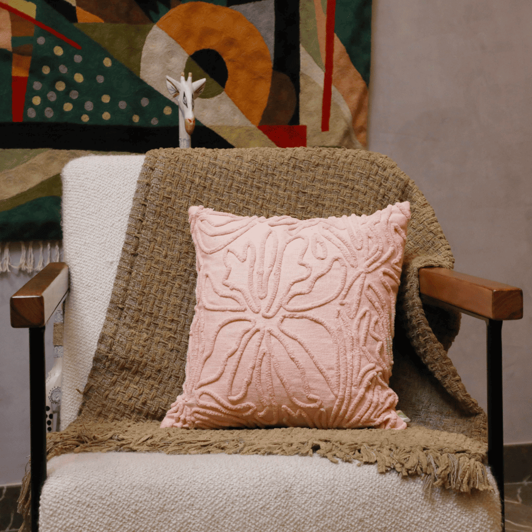 Blush Bloom Tufted Cushion Cover