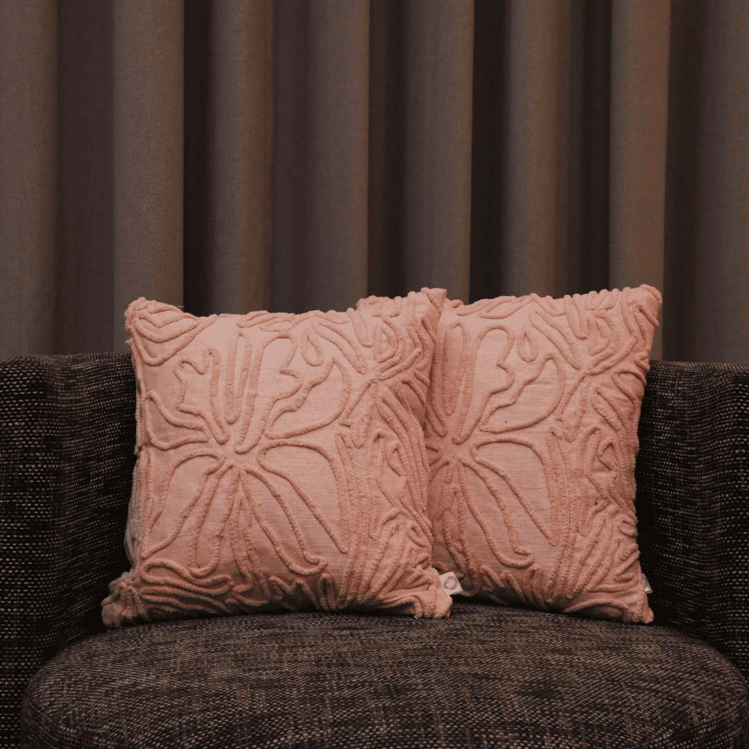 Blush Bloom Tufted Cushion Cover