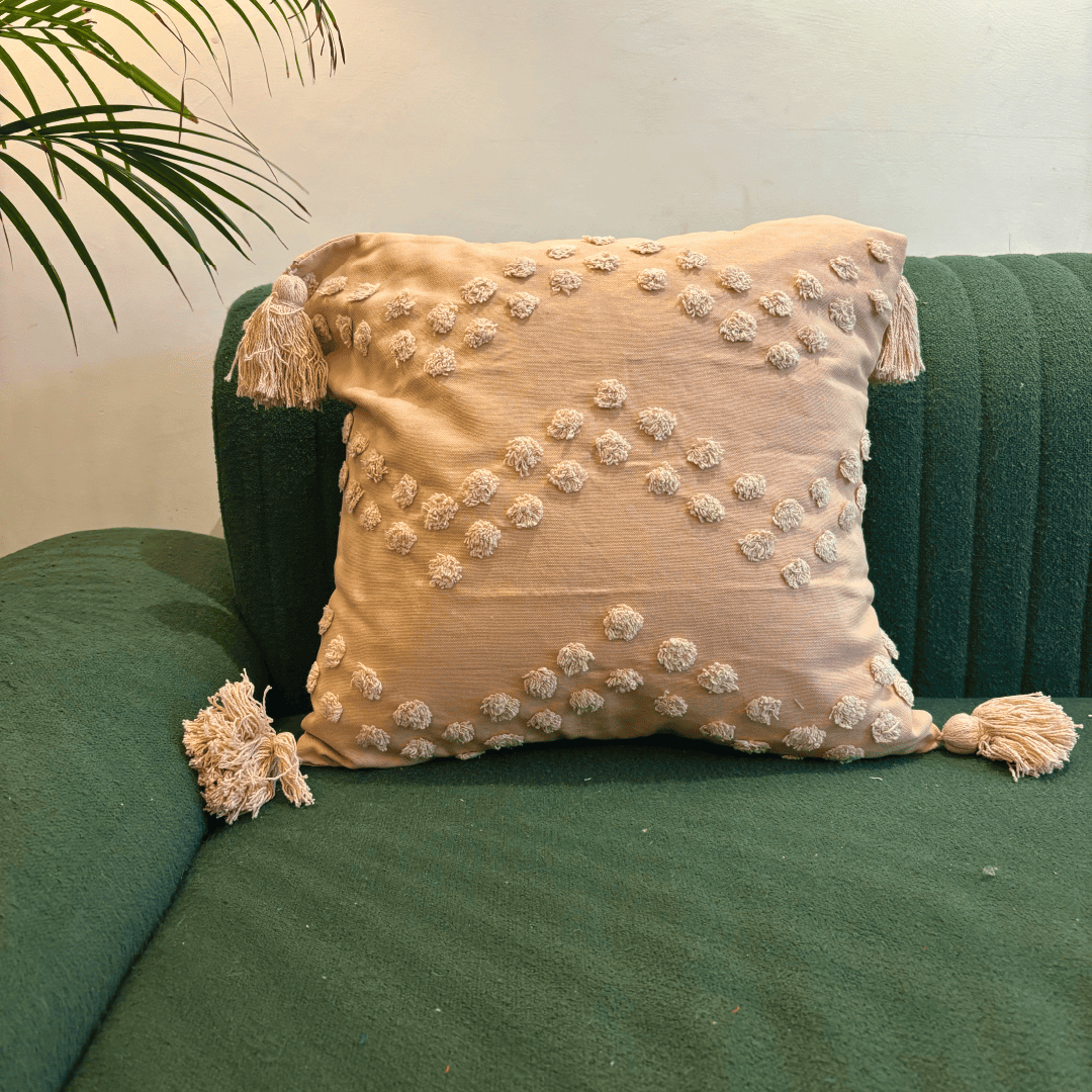 Blush Tufted Tassel Cushion Cover