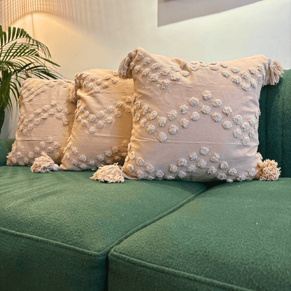 Blush Tufted Tassel Cushion Cover