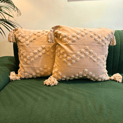 Blush Tufted Tassel Cushion Cover