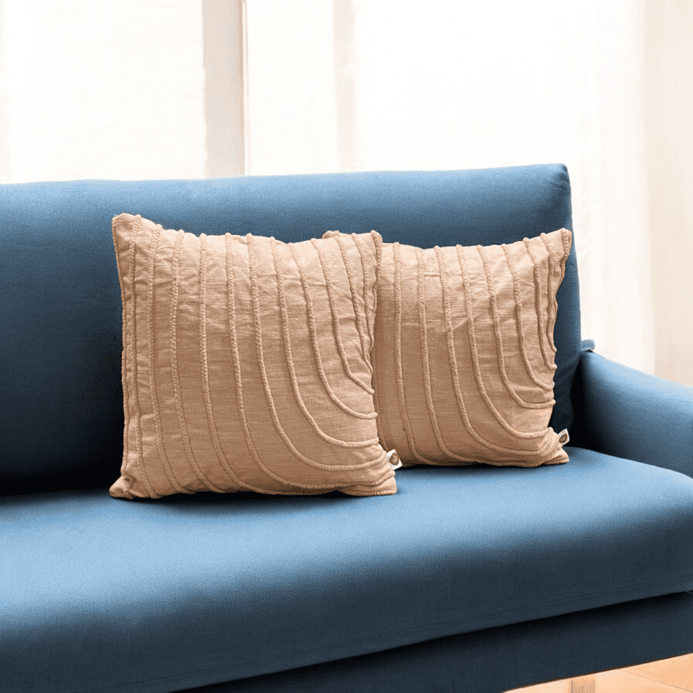 Blush Wave Tufted Cushion Cover