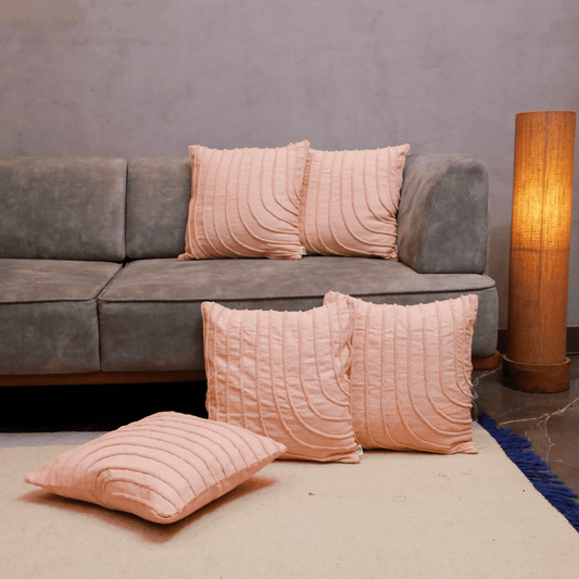 Blush Wave Tufted Cushion Cover