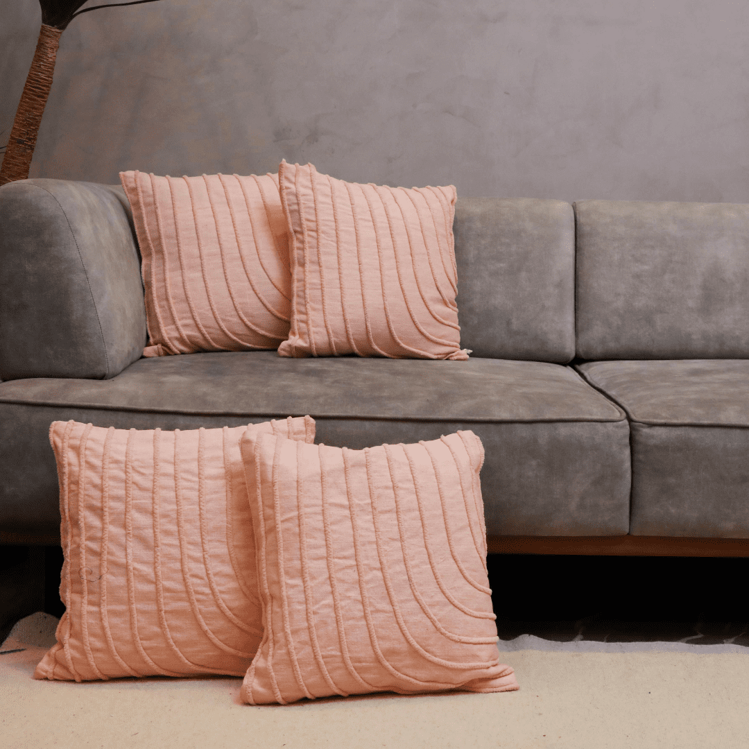 Blush Wave Tufted Cushion Cover