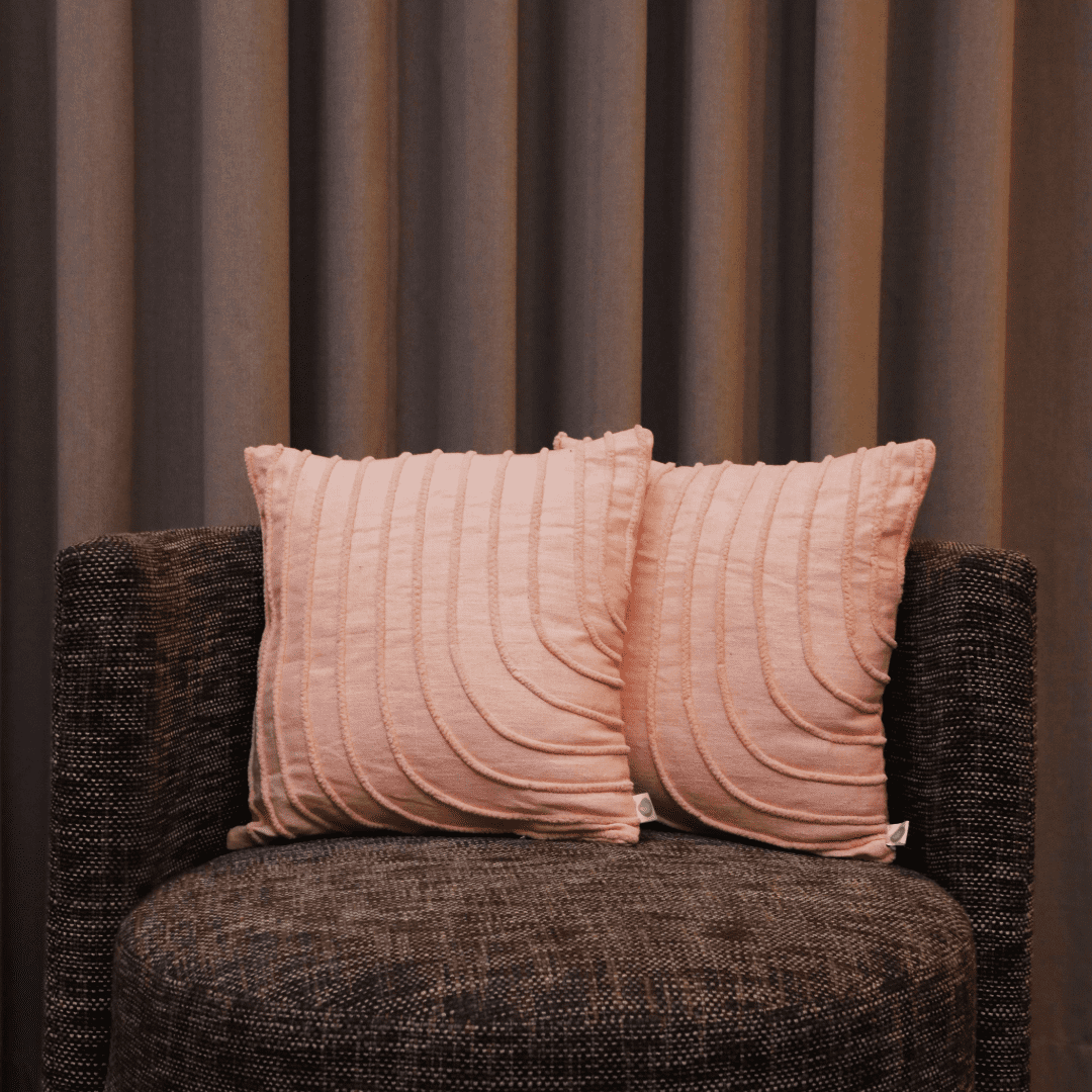 Blush Wave Tufted Cushion Cover