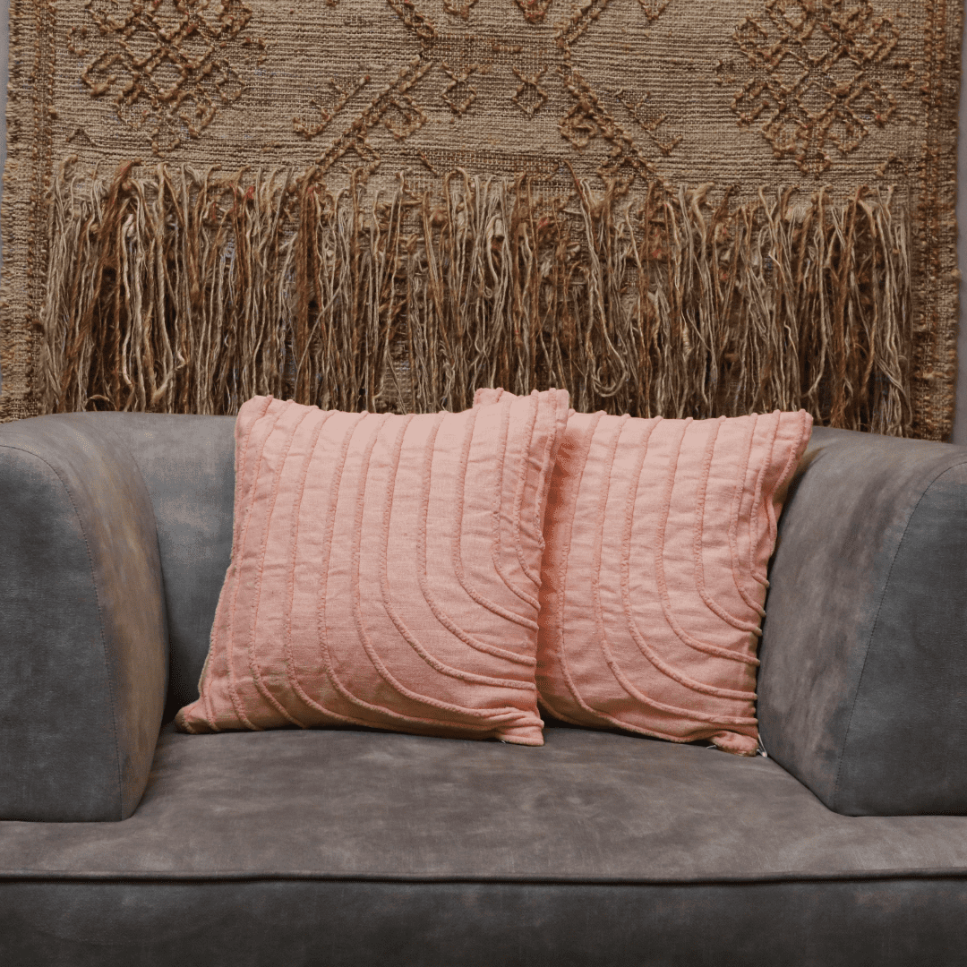 Blush Wave Tufted Cushion Cover