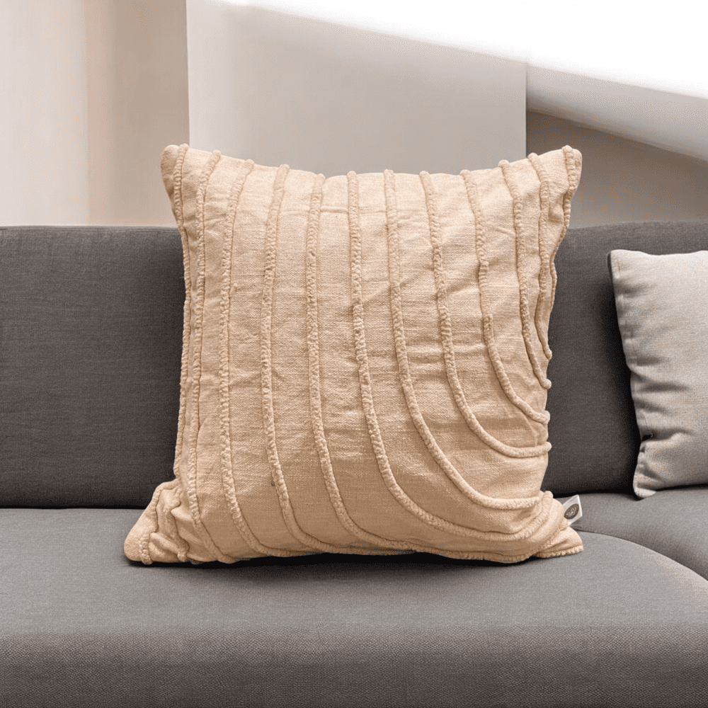 Blush Wave Tufted Cushion Cover