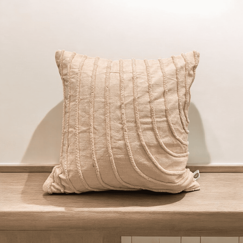 Blush Wave Tufted Cushion Cover