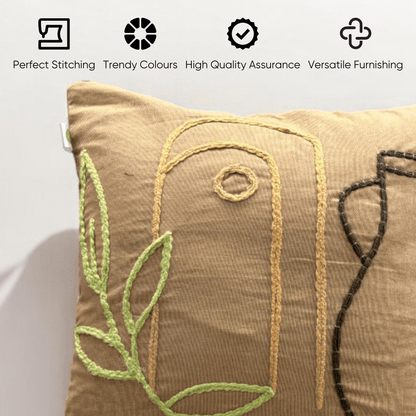 Boho Pottery Embroidered Tufted Cushion Cover