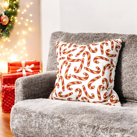 Candy Cane Velvet Chirstmas Cushion Cover