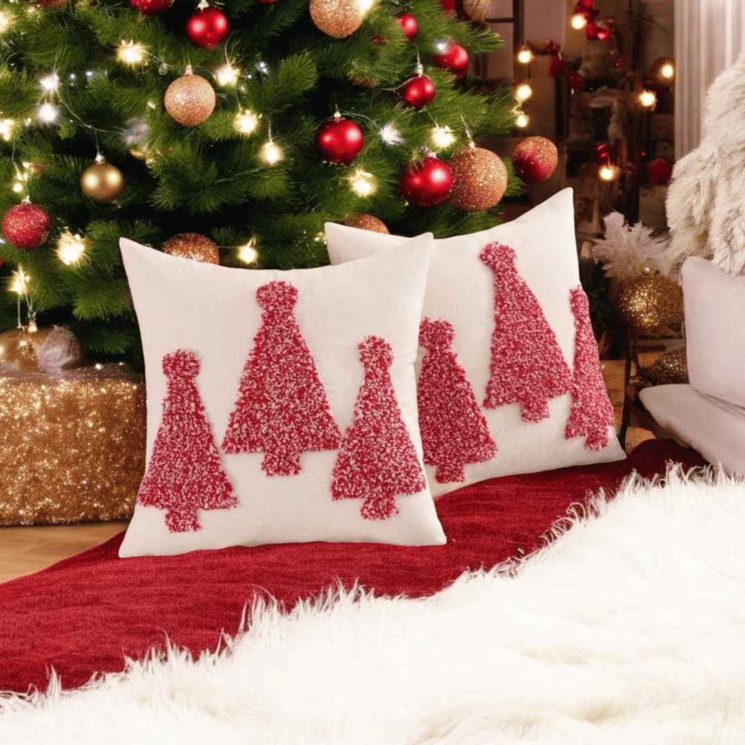 Candy Tree Tufted Christmas Cushion Cover Set of 2