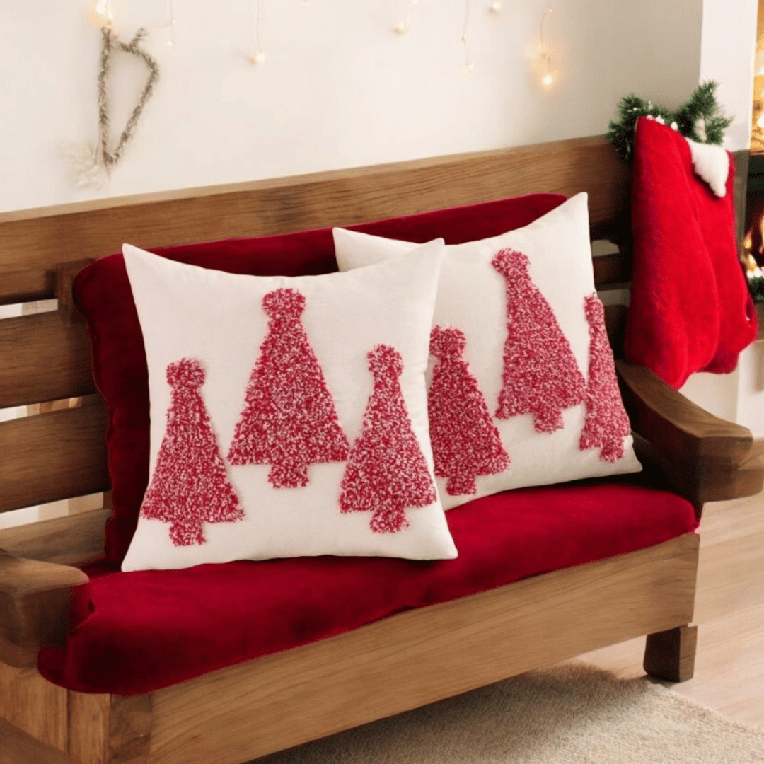 Candy Tree Tufted Christmas Cushion Cover Set of 2