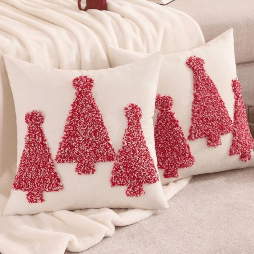 Candy Tree Tufted Christmas Cushion Cover Set of 2