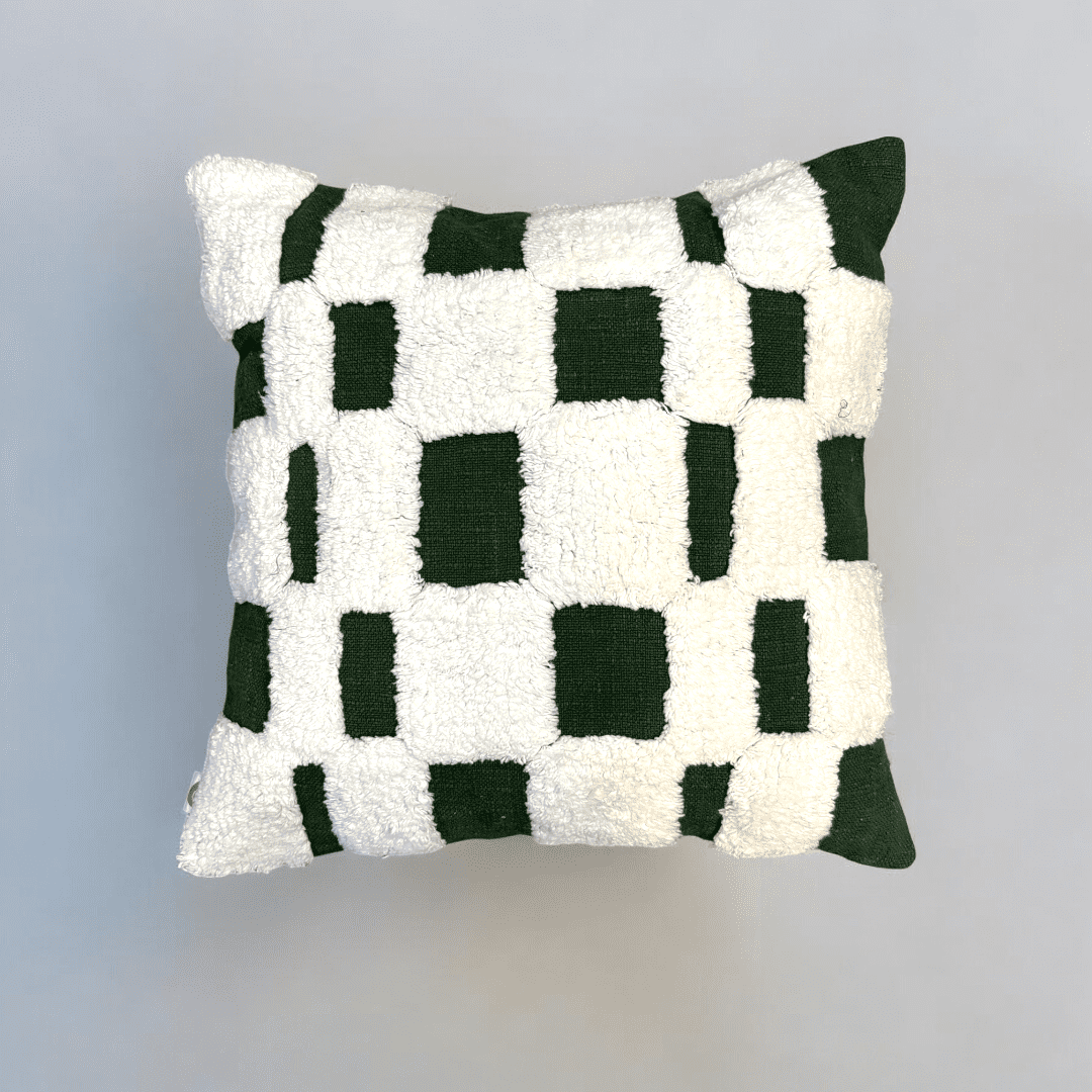 Checkered Chic Tufted Cushion Cover