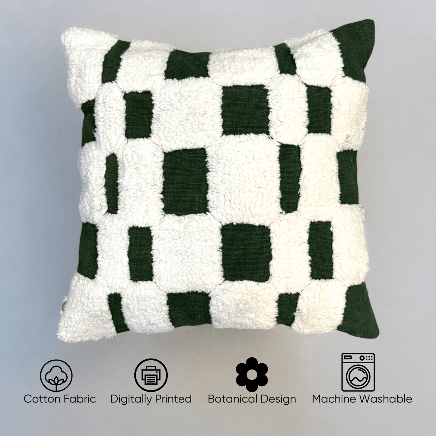 Checkered Chic Tufted Cushion Cover